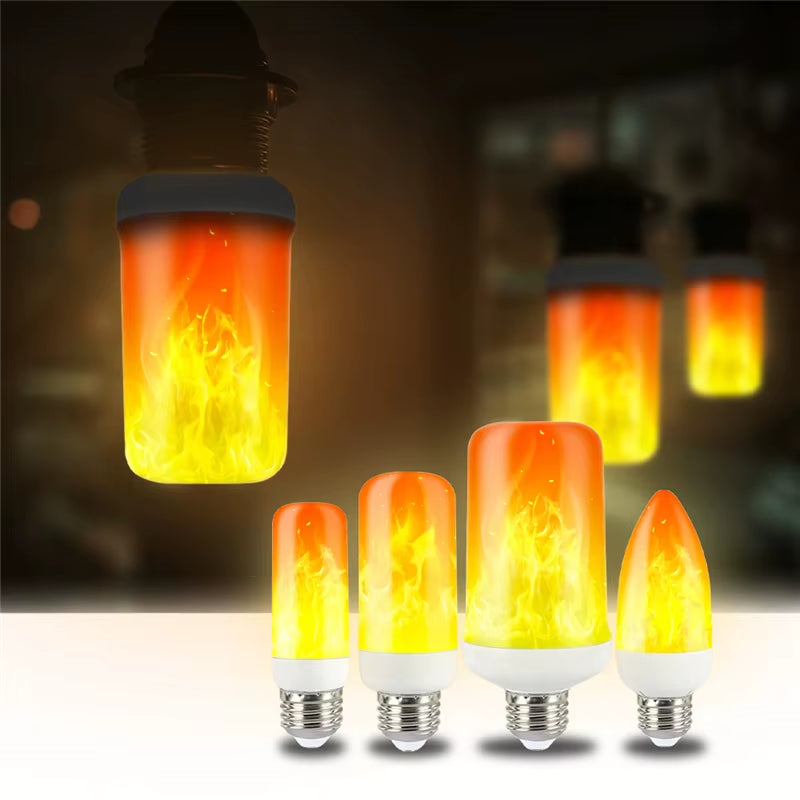 Multi-Function LED Flame Effect Bulb – 12W | E27 / B22 / E14 | 3 Modes | 1300K Firelight | Gravity Sensor