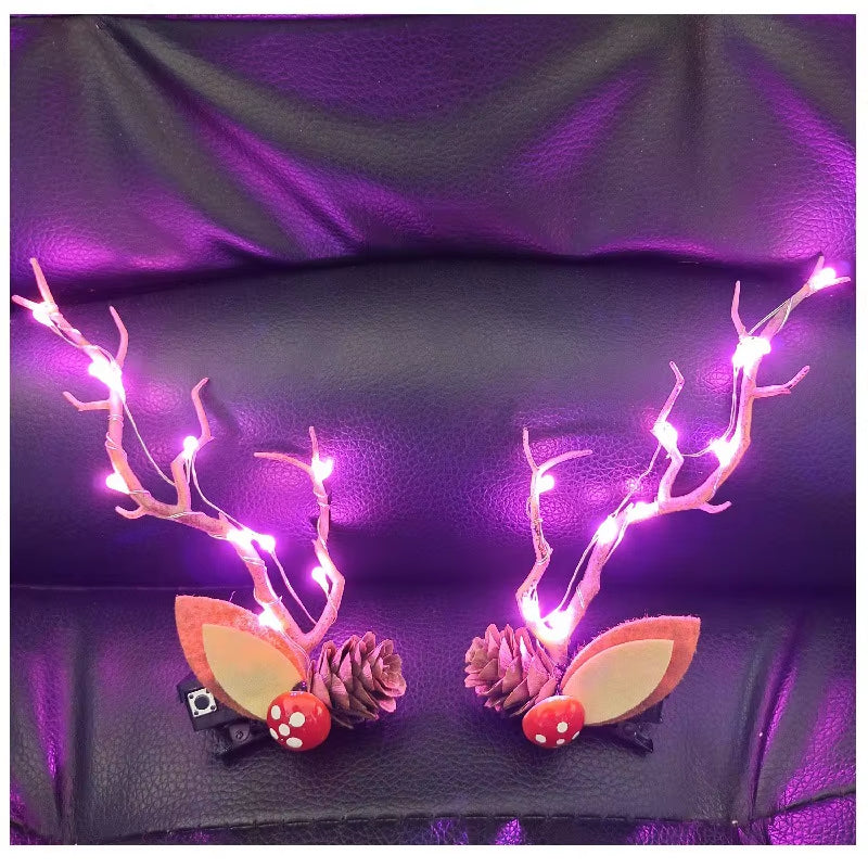LED Mini Antlers Headbands – Light Up Reindeer Ears for Women, Girls & Kids | Festival, Party & Christmas Accessory