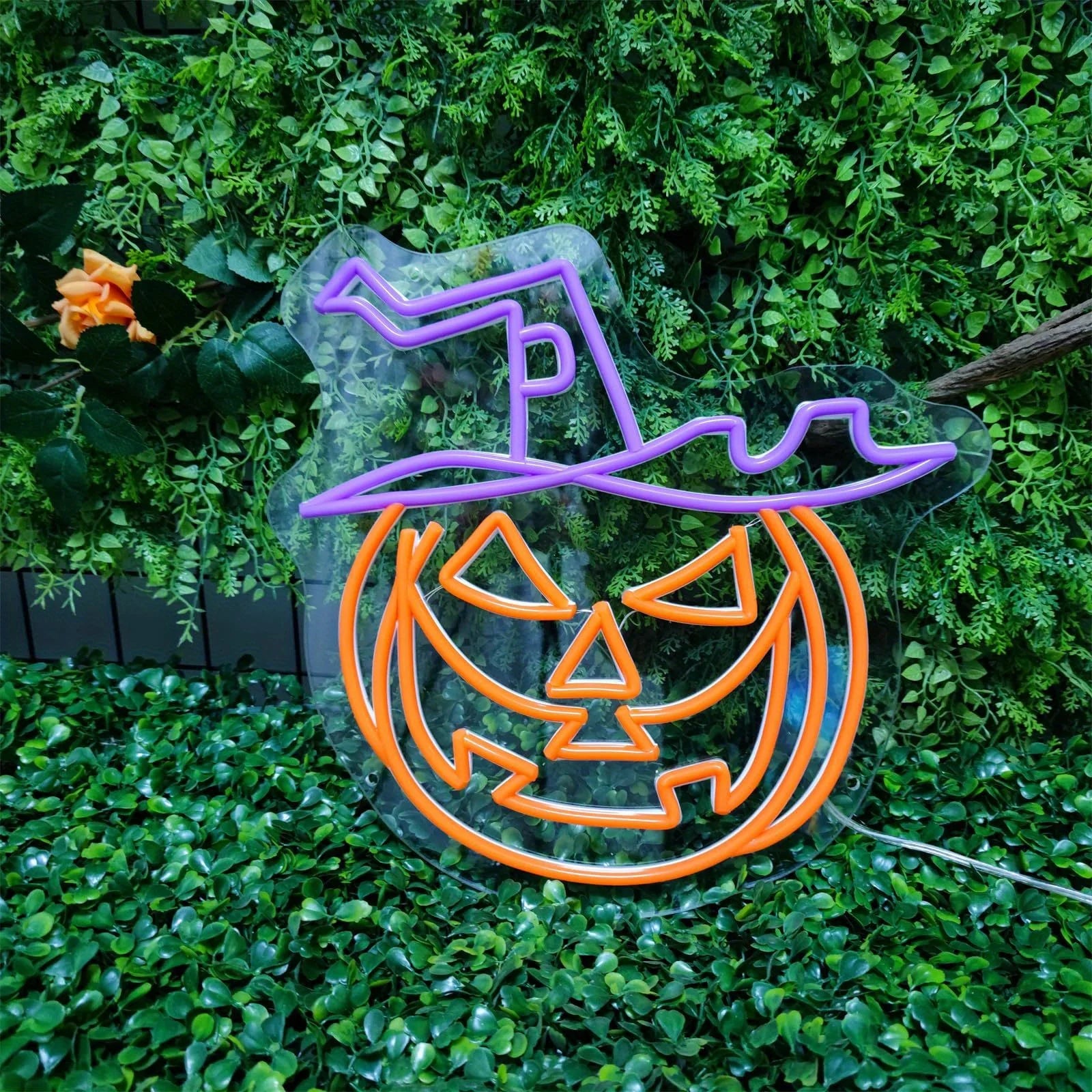 Jack-O-Lantern Witch Hat Neon Sign Halloween LED 
