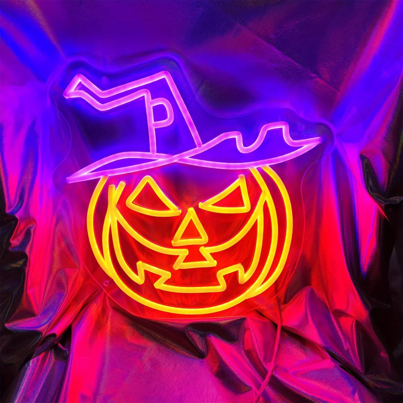 Jack-O-Lantern Witch Hat Neon Sign Halloween LED 