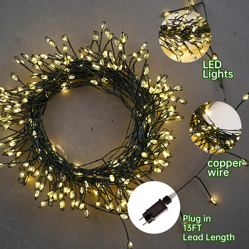 Christmas LED String Lights – 3M/10M/18M/36M | 100–1000 LEDs | Warm White/White | Remote Control | IP44