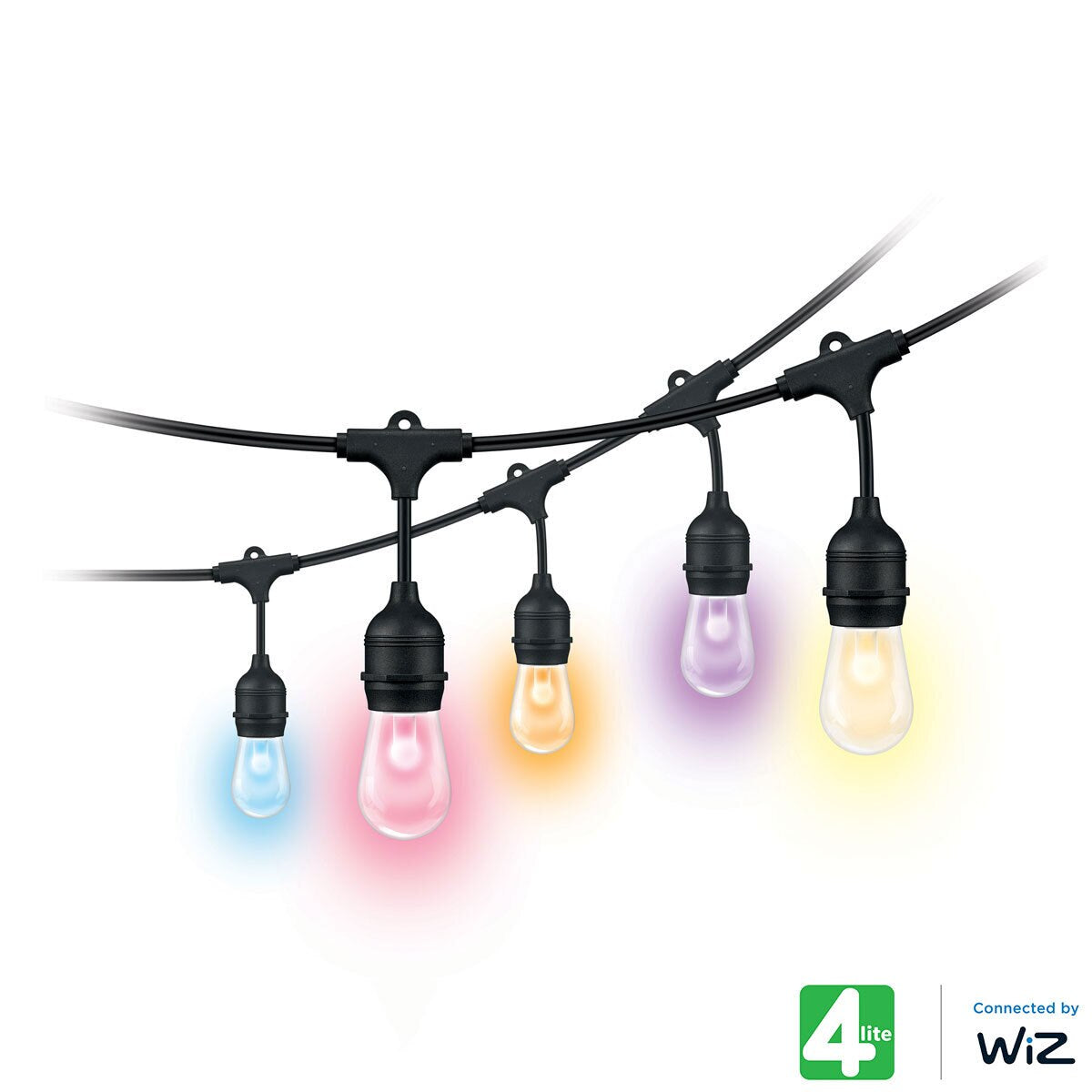 Smart Outdoor Festoon Lights – 14.8m | RGB + Tunable White | WiZ App, Alexa & Google Compatible | IP65