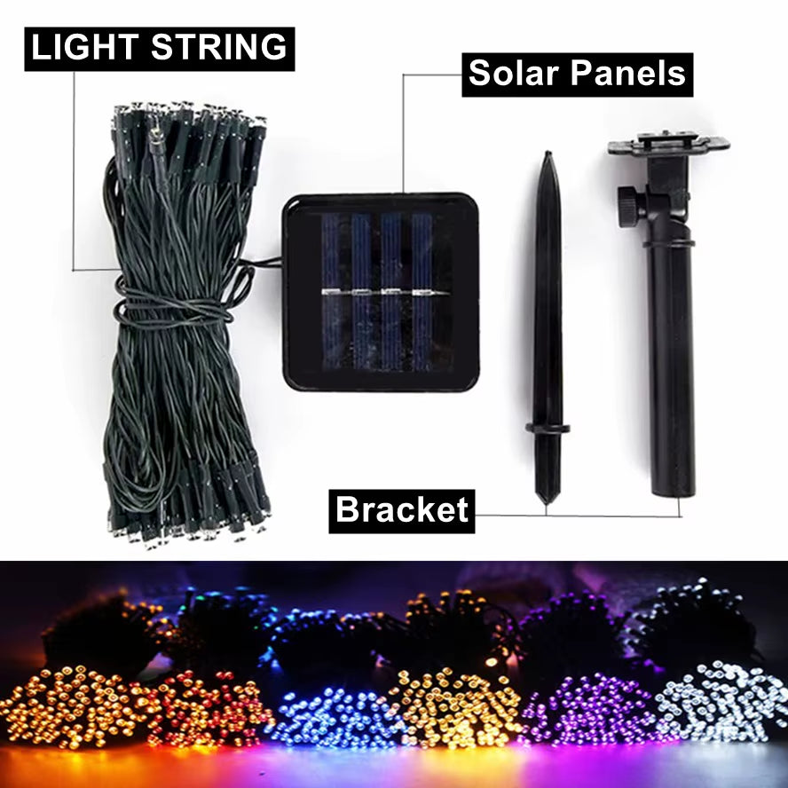 Solar Powered LED String Lights – 8 Lighting Modes | Waterproof Outdoor Garden Fairy Lights