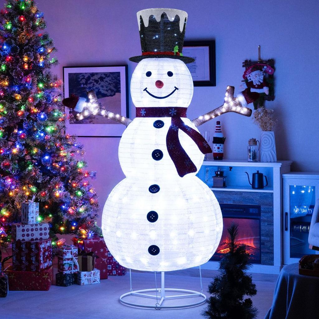 6ft Pre-Lit Snowman – 180 LED Outdoor Christmas Decoration | Pop-Up Design with Stakes & Rope