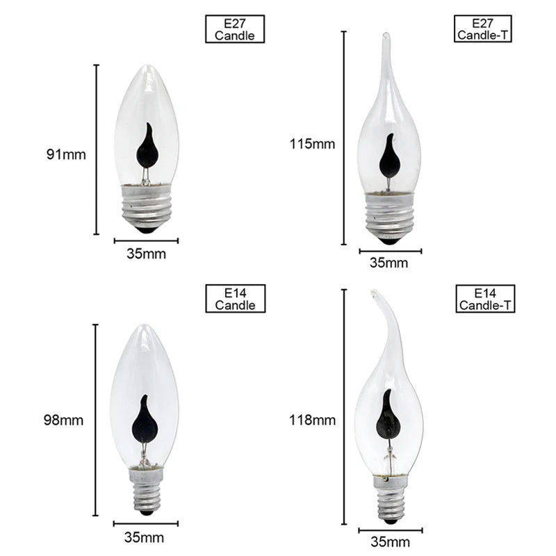 10PCS LED Flame Candle Bulbs – E27 / E14 | Decorative Flickering Flame Light | Warm Ambience
