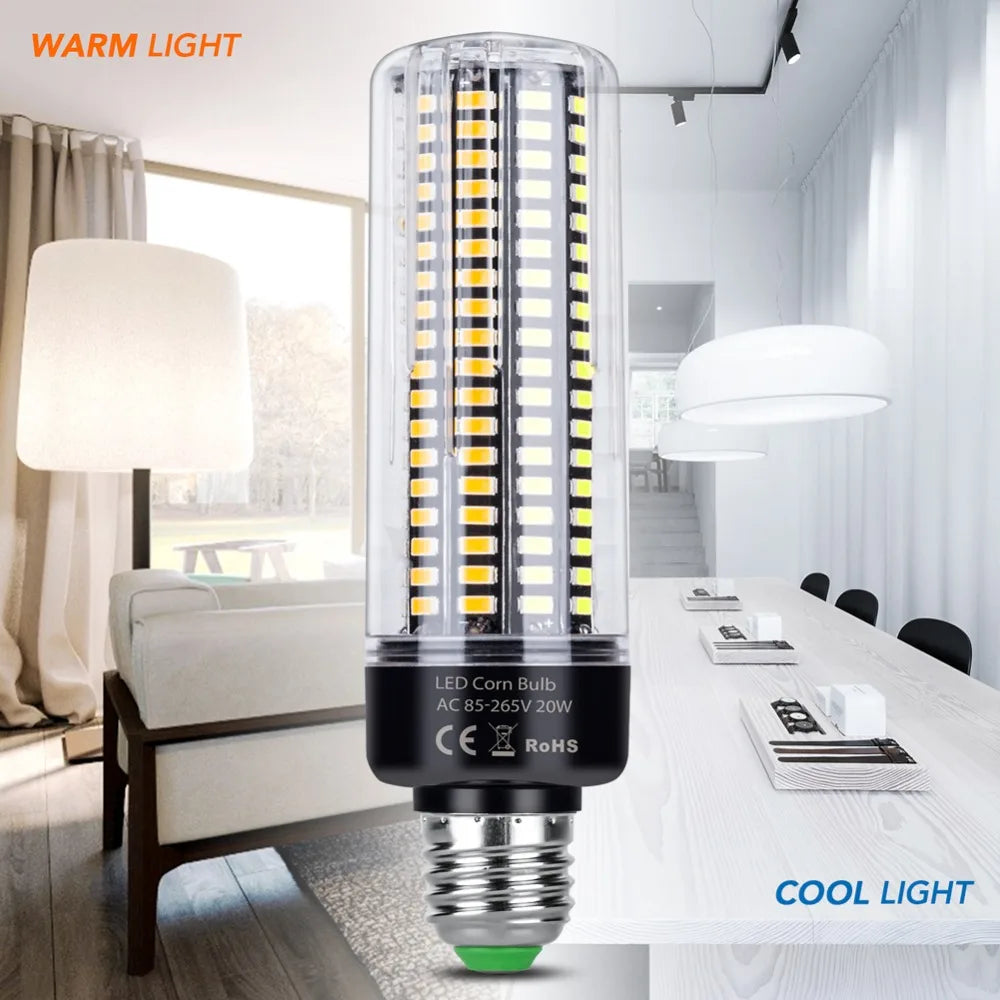 LED Corn Bulb – E27 / E14 Base | 3.5W–20W | 360° Beam | Warm & Cool White | 2-Year Warranty