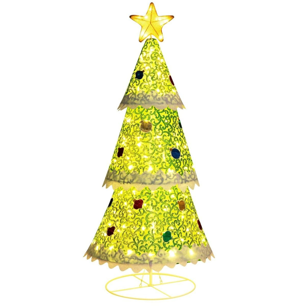 141cm Pop-Up Christmas Tree – Pre-Lit with 110 LED Lights | Foldable Indoor & Outdoor Holiday Décor