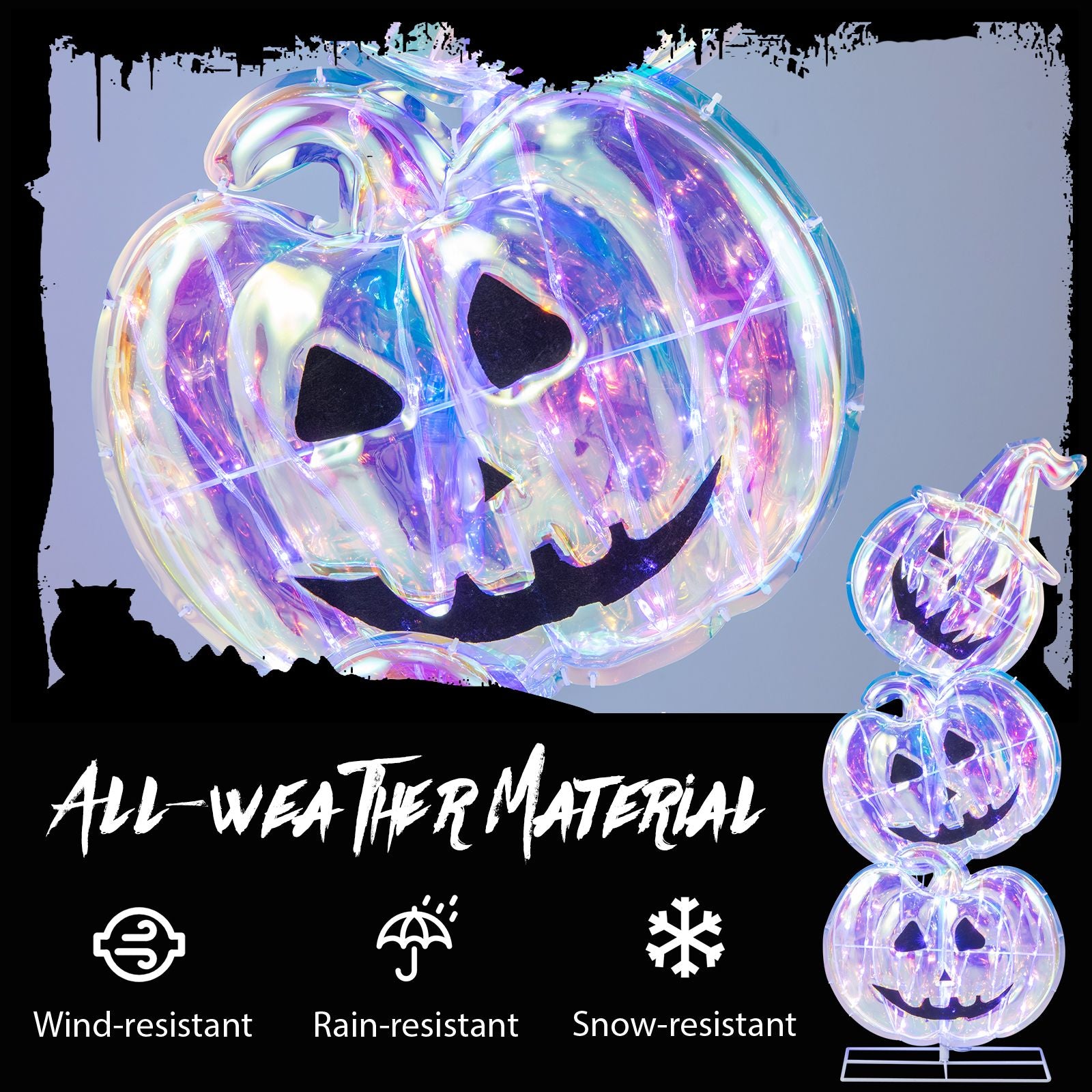 3.4 Ft Light up Stacked Pumpkins - Halloween Decorations