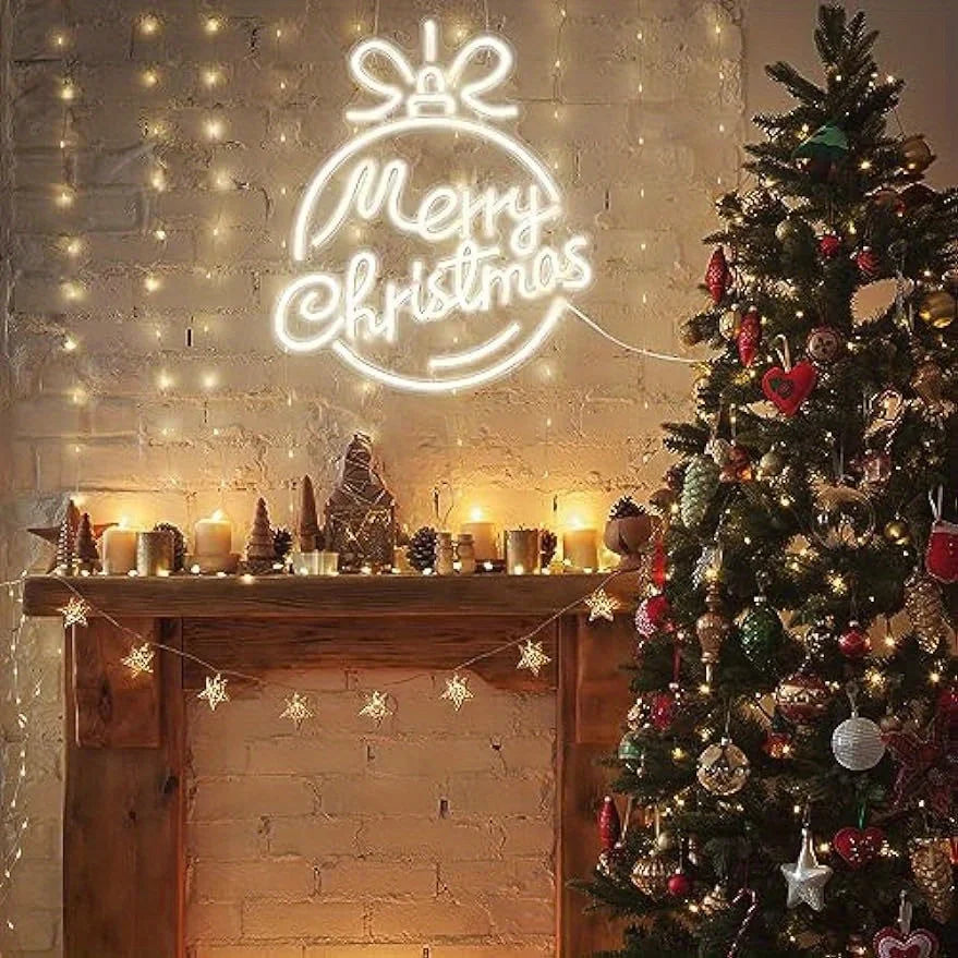 “Merry Christmas” Neon Sign – LED Wall Light | USB Powered Festive Decoration for Home & Parties