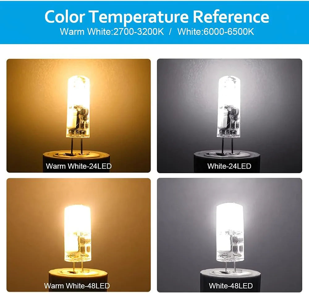 G4 LED Bulb (10 Pack) | 3W | AC/DC 12V or AC 220V | Warm & Cool White | 360° Beam