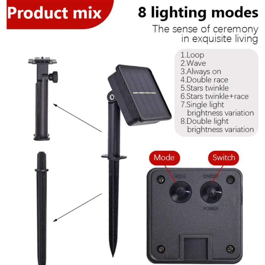 Solar Powered LED String Lights – 8 Modes, Waterproof Garden Fairy Lights | Outdoor Patio, Yard & Holiday Décor