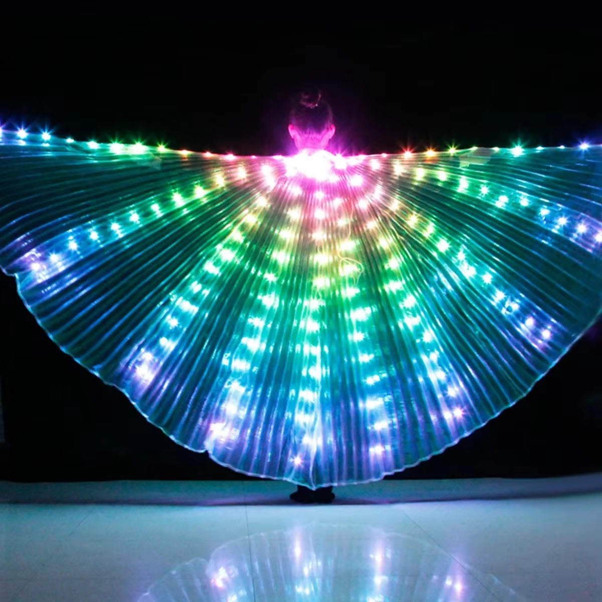 LED Light Up Belly Dance Wings – Dual-Mode Performance Costume with Telescopic Sticks | Kids & Adults