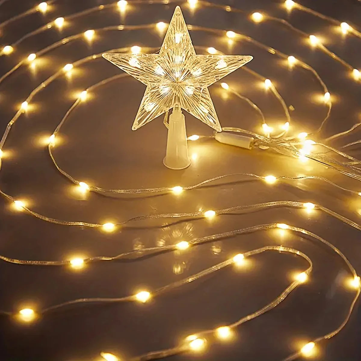 Christmas Tree Star Light with Waterfall LED Strings – USB Powered | 8 Modes, Waterproof Indoor & Outdoor Decoration
