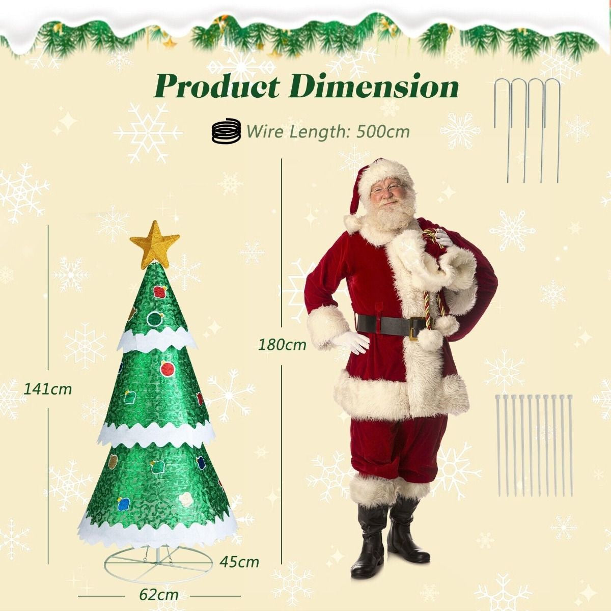 141cm Pop-Up Christmas Tree – Pre-Lit with 110 LED Lights | Foldable Indoor & Outdoor Holiday Décor