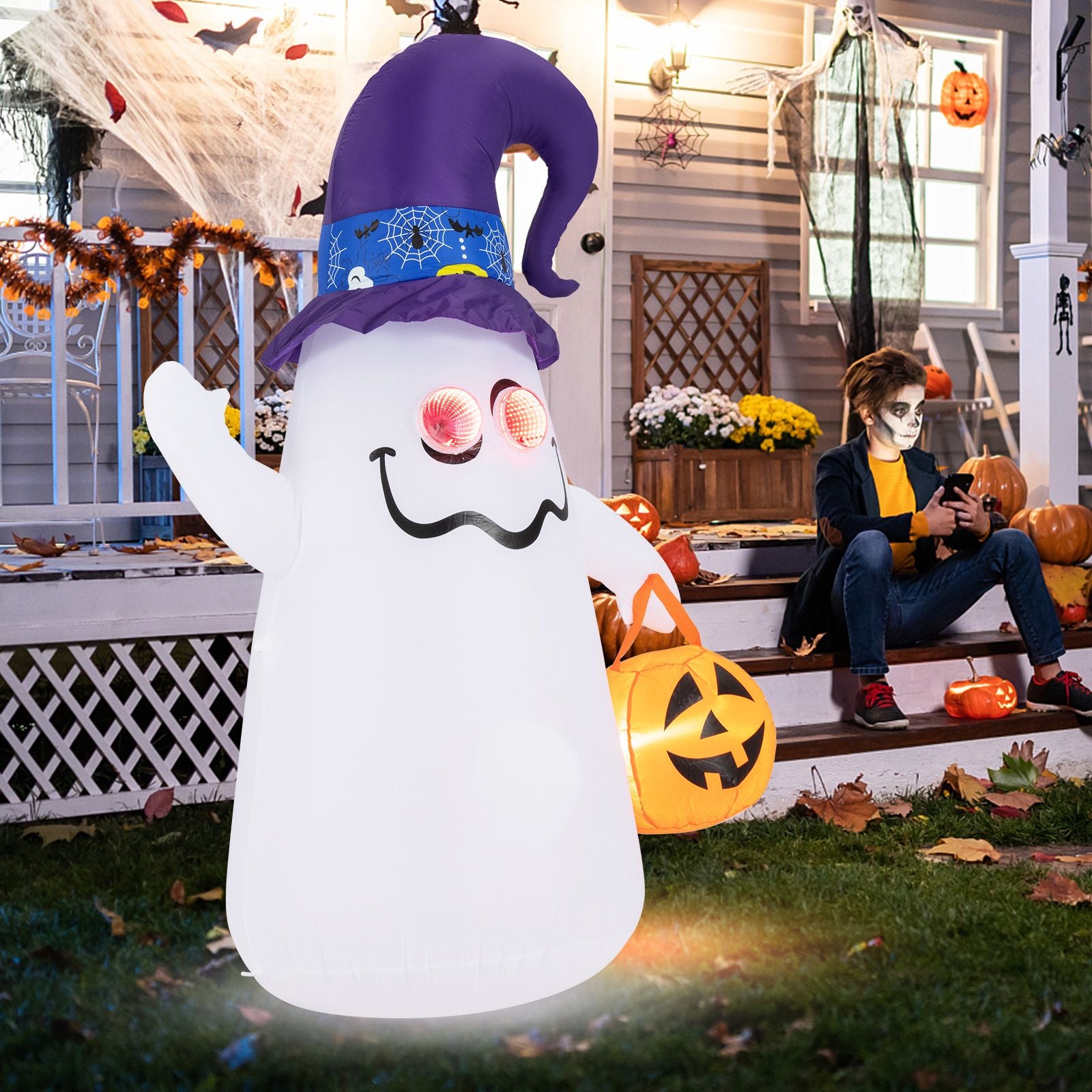 180 CM Halloween Inflatable with Dimming Infinity Mirror Lights