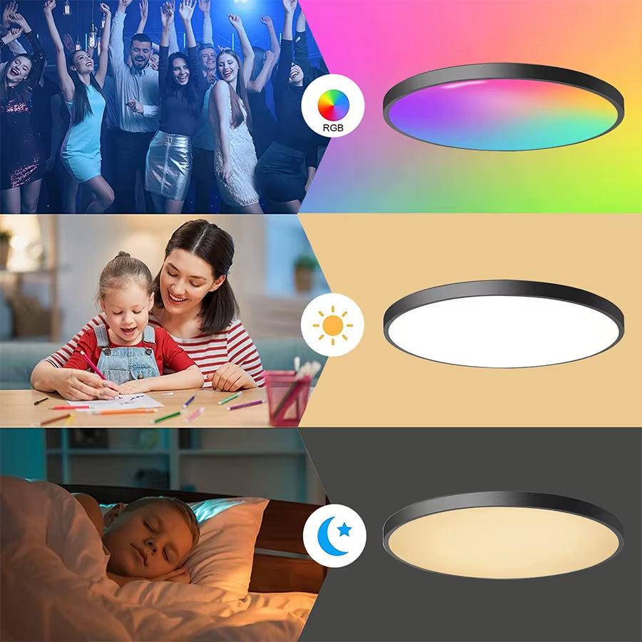 Tuya WiFi LED Smart Ceiling Light – 24W | RGB + Warm & Cool White | Alexa & Google Compatible