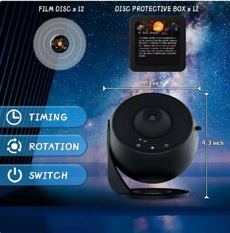 13-in-1 Planetarium Galaxy Projector – HD Star & Space Night Light | 12 Films, Adjustable Focus, Timer