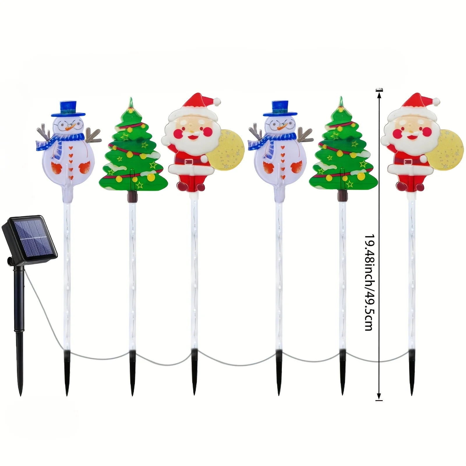 6-Pack Solar Christmas Garden Lights – Santa Claus, Snowman & Christmas Tree | Outdoor Pathway & Lawn Decorations